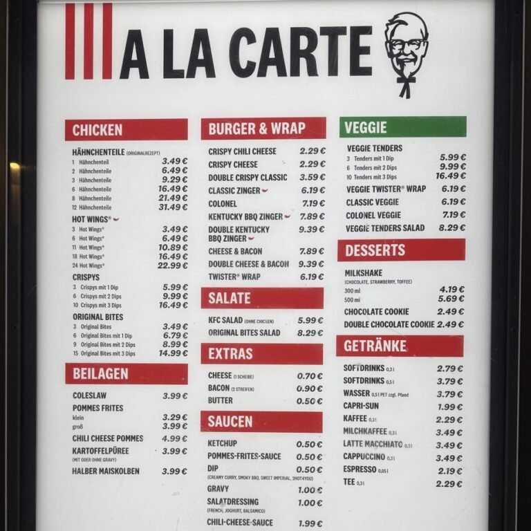 KFC Preise 2025 Q2