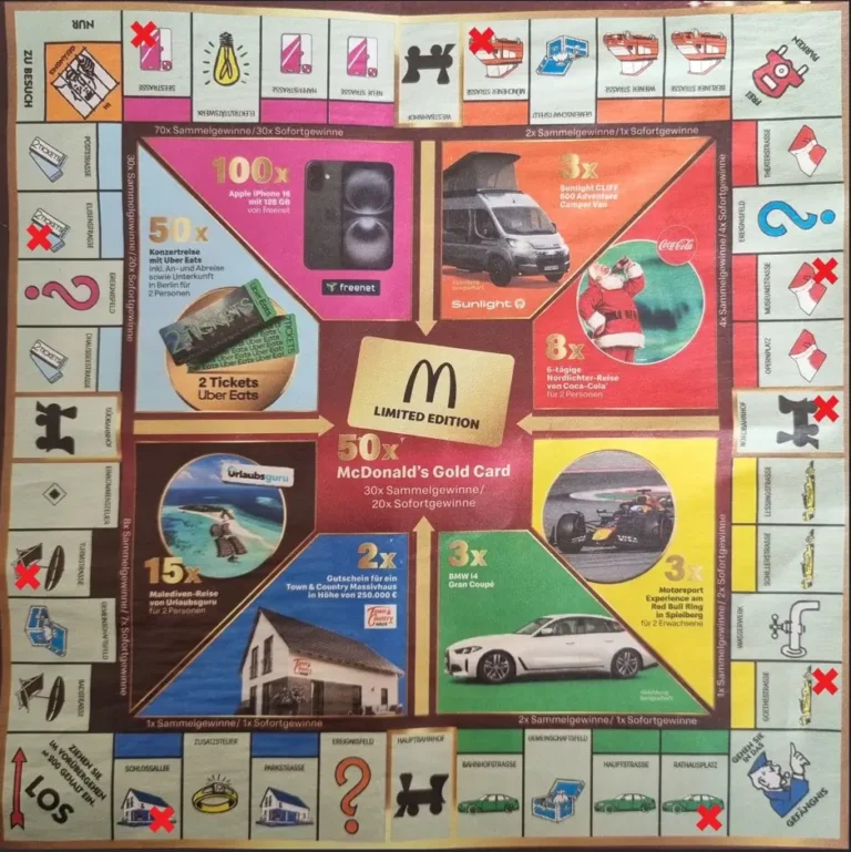 McDonalds Monpoly seltene Straßen 2025